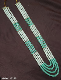 Elegant Multi-Strand Beaded Necklace with Rhinestone Accents – Traditional Design
