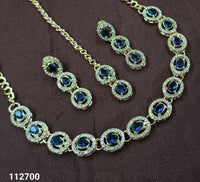 Elegant Oval Stone Necklace Set with Matching Earrings & Mangtikka