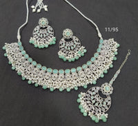 Traditional Pearl Cluster Choker Necklace Set with Floral Stone Design – Bridal & Festive Wear