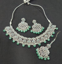 Regal CZ Studded Silver Plated Choker Necklace Set – Bridal & Festive Wear Jewellry