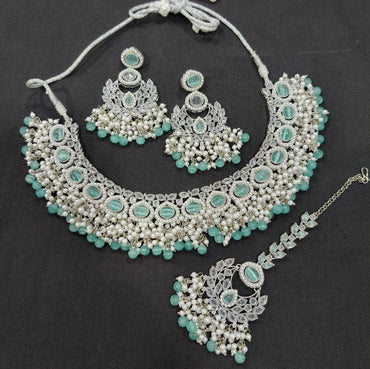 Traditional Pearl Cluster Choker Necklace Set  – Bridal & Festive Wear