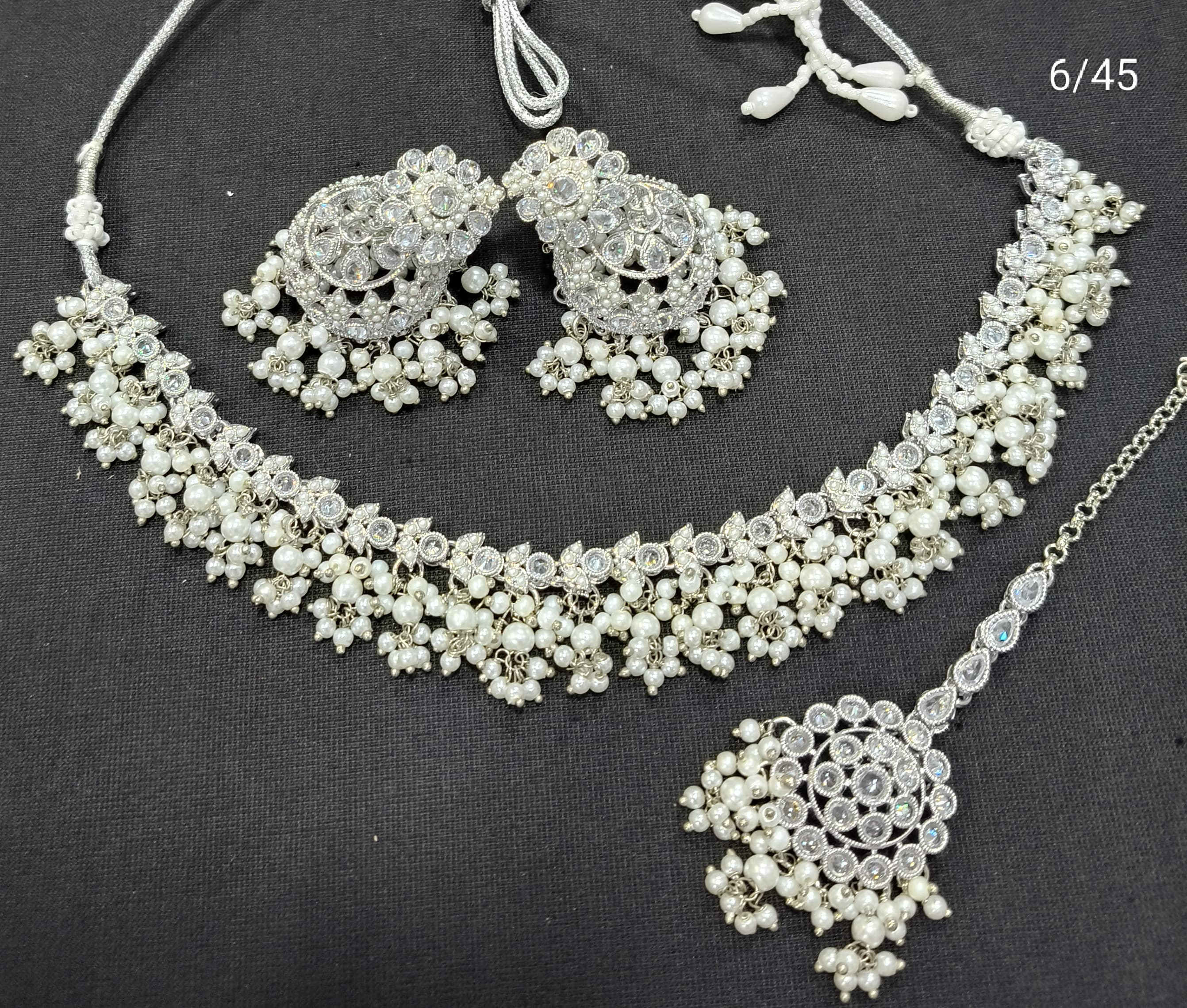 Traditional Pearl Drop Designer Choker Necklace Set for Women