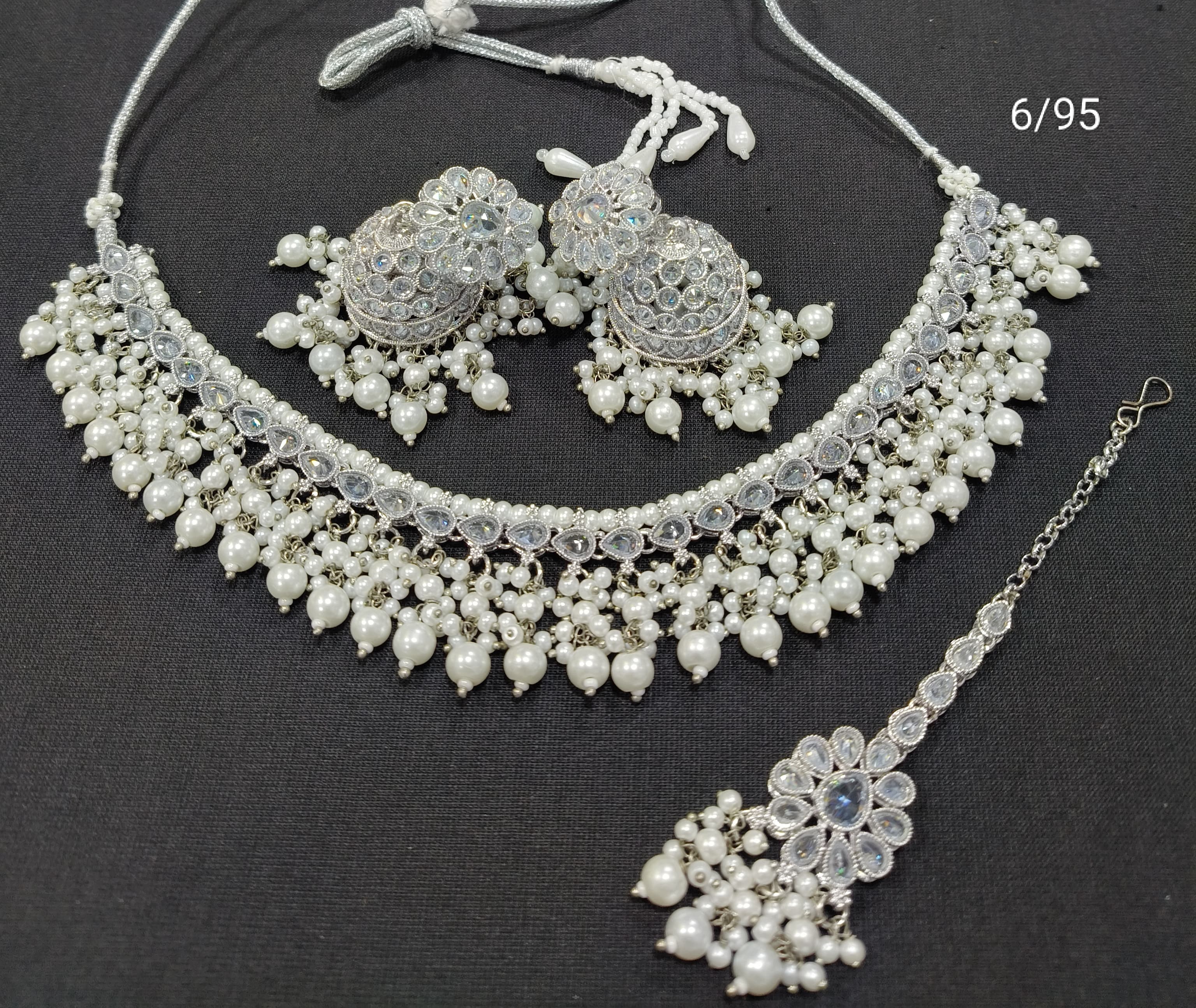 Elegant Silver-Plated Choker Necklace Set – Traditional Design for Ethnic Wear