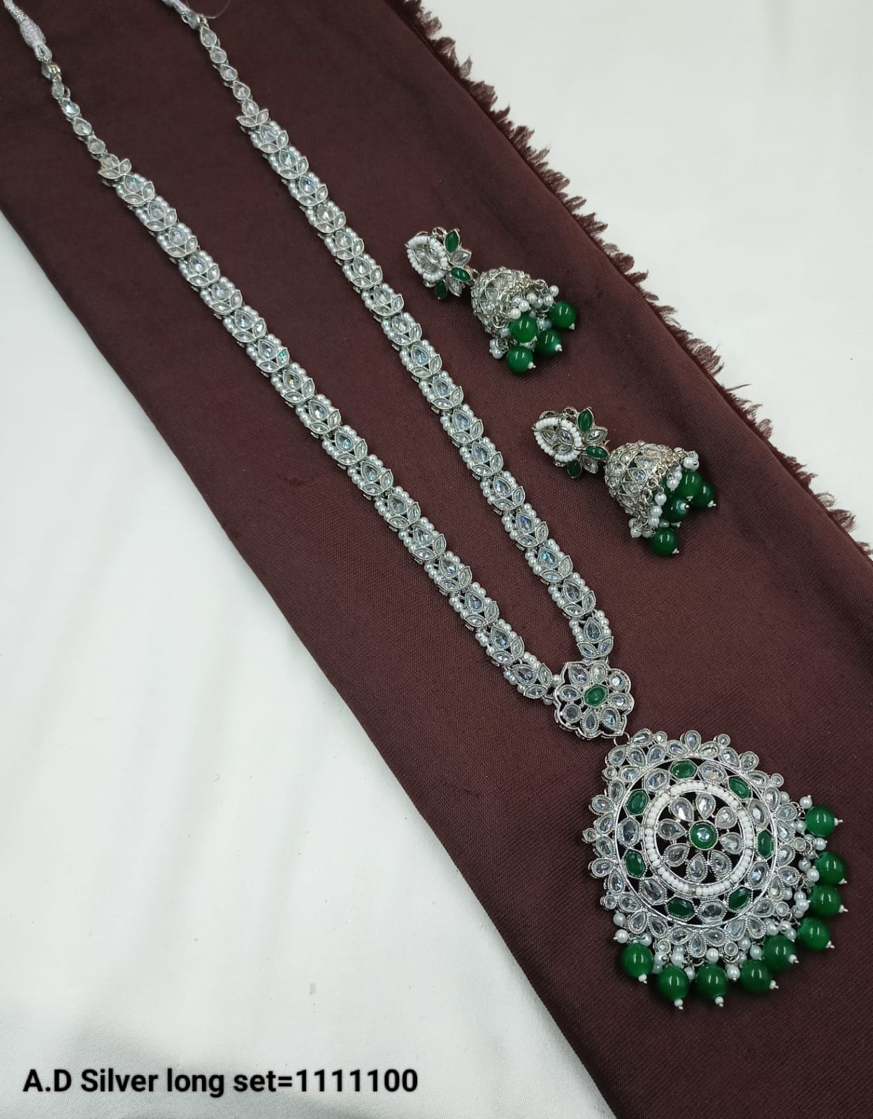 Regal Silver Long Necklace Set – Bridal & Festive Wear Jewelry