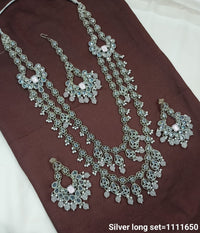 LucenteMarket Premium CZ Stone Long Necklace Set with Earrings – Bridal & Festive Wear