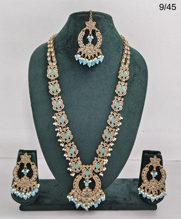 LucenteMarket AD Stone Bridal Long Necklace Set with Earrings & Maang Tikka – Premium Traditional Design