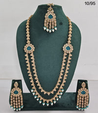 Kundan Long Necklace Set with Chandbali Earrings – Elegant Ethnic Jewelry Set for Women