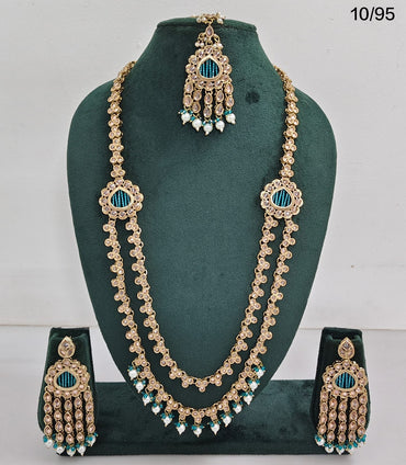 Kundan Long Necklace Set with Chandbali Earrings – Elegant Ethnic Jewelry Set for Women