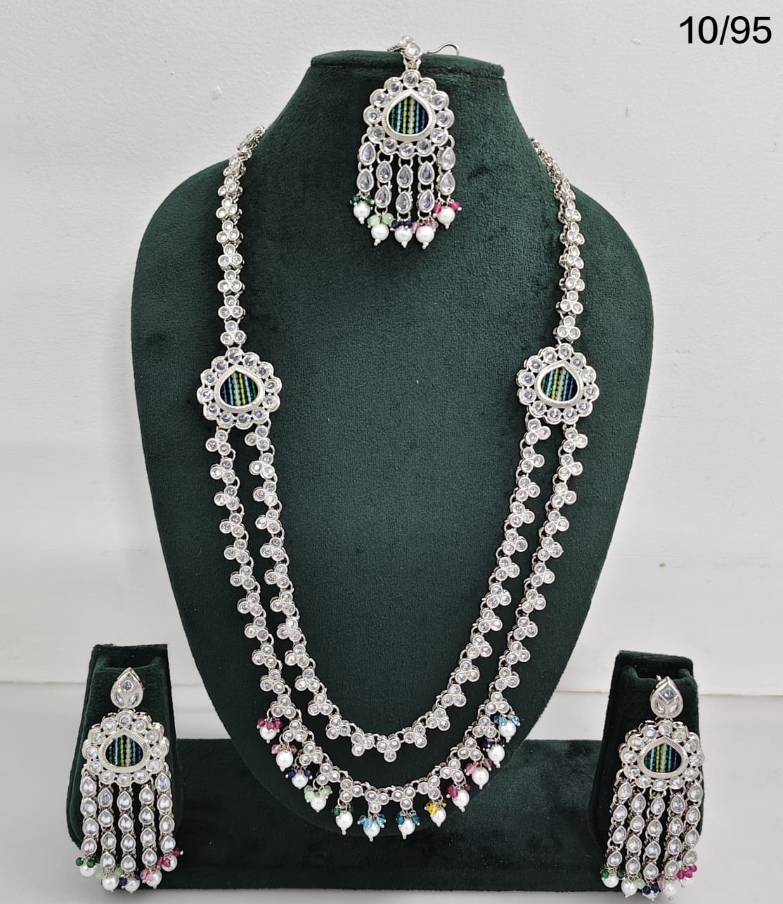 LucenteMarket Traditional Long Kundan Necklace Set with Matching Earrings