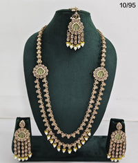 Kundan Long Necklace Set with Chandbali Earrings – Elegant Ethnic Jewelry Set for Women
