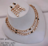 LucenteMarket Premium Kundan-Style Double Layer Necklace Set with Earrings