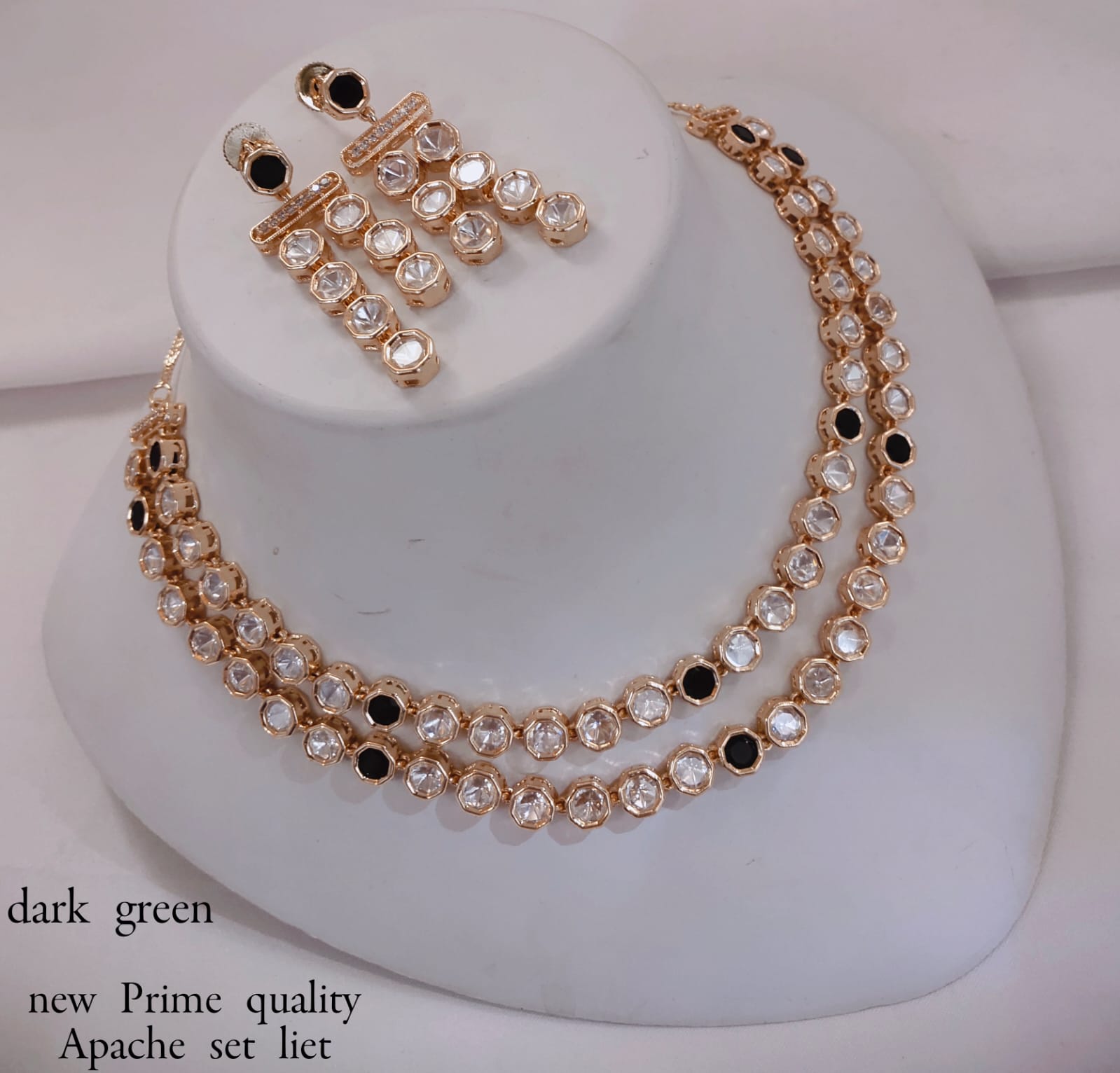 LucenteMarket Premium Kundan-Style Double Layer Necklace Set with Earrings