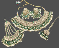 Traditional Gold Plated Choker Necklace Set with Pearl Embellishments
