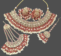 Traditional Gold Plated Choker Necklace Set with Pearl Embellishments