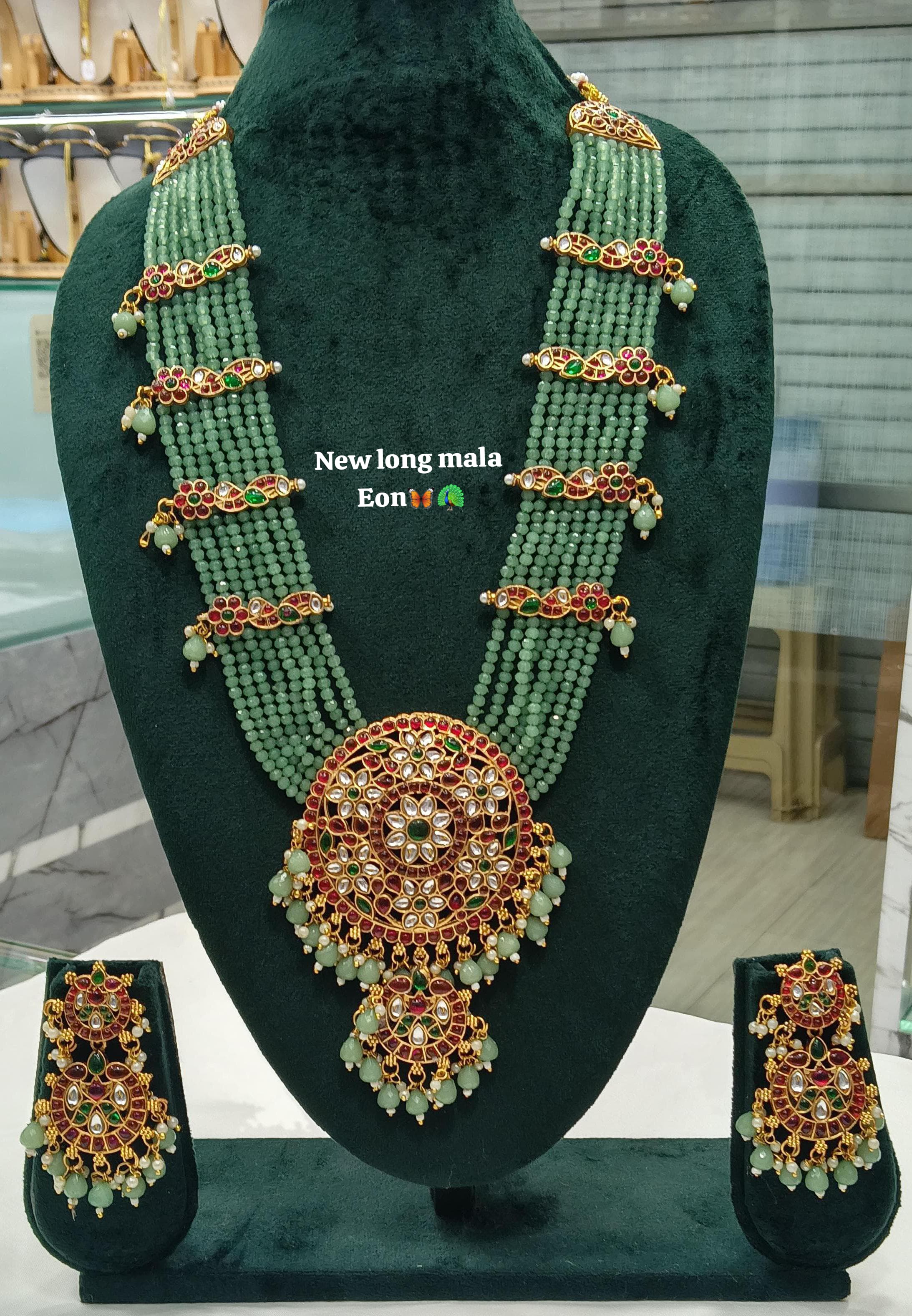 LucenteMarket CZ Stone Bridal Long Temple Necklace Set with Earrings – Premium Traditional Design
