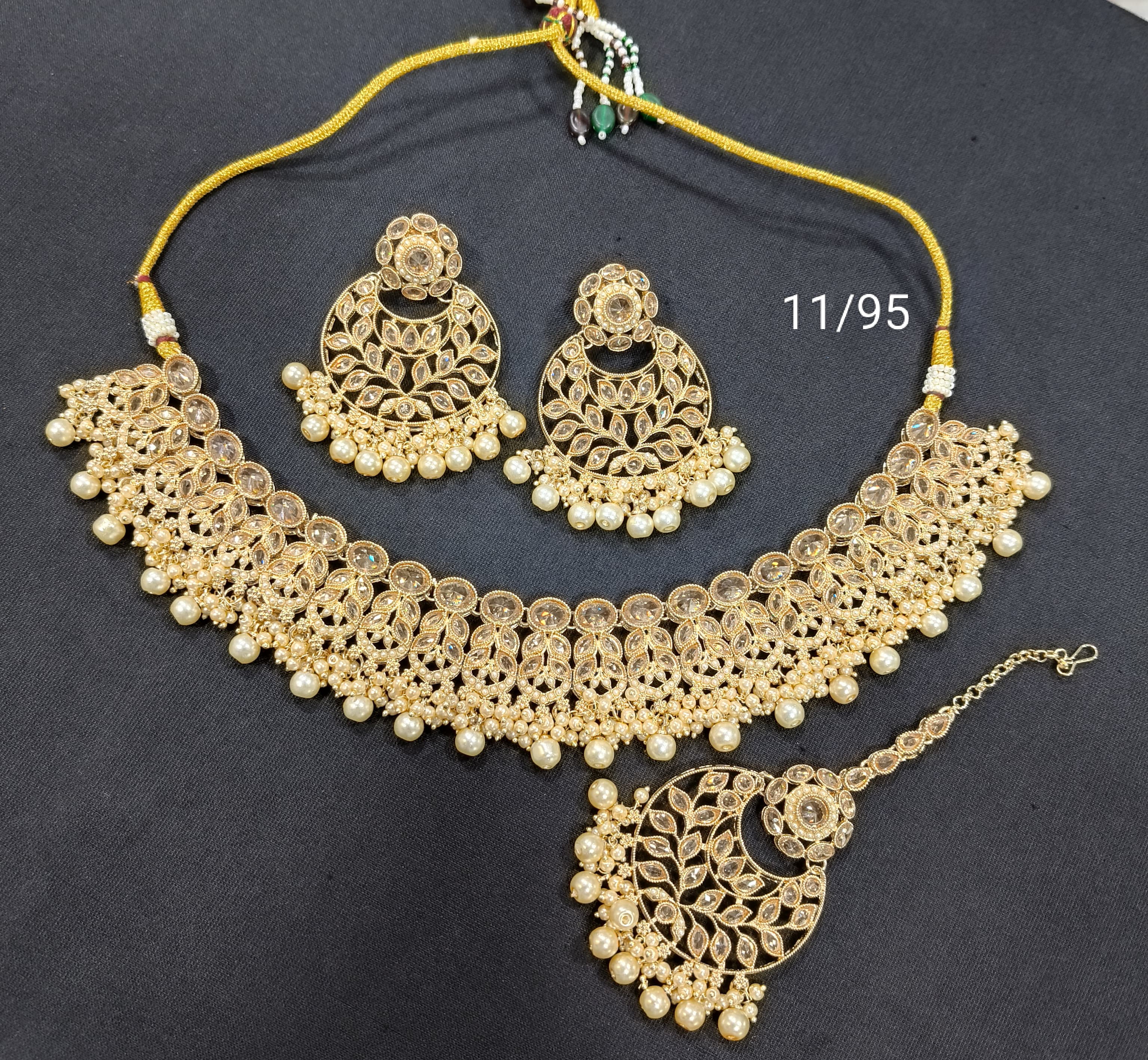 Traditional Gold Plated Choker Necklace Set with Chandbali Earrings – Elegant Ethnic Jewelry Set for Women