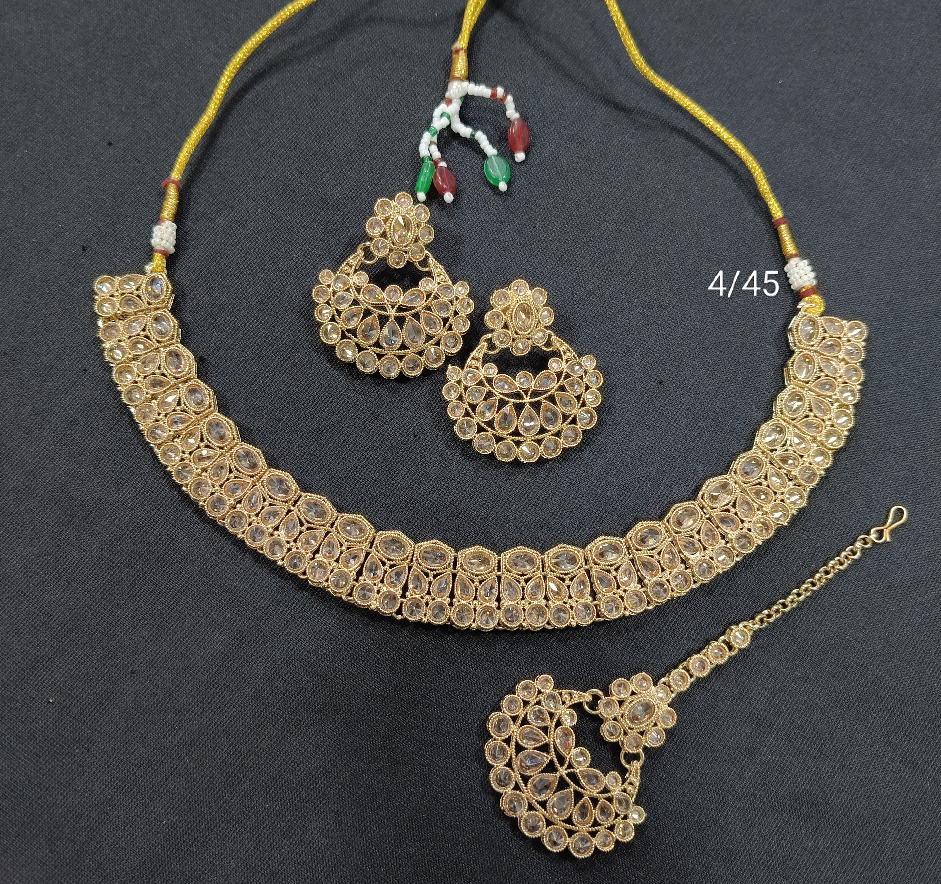 Regal CZ Gold Plated Choker Necklace Set – Bridal & Festive Wear Jewelry