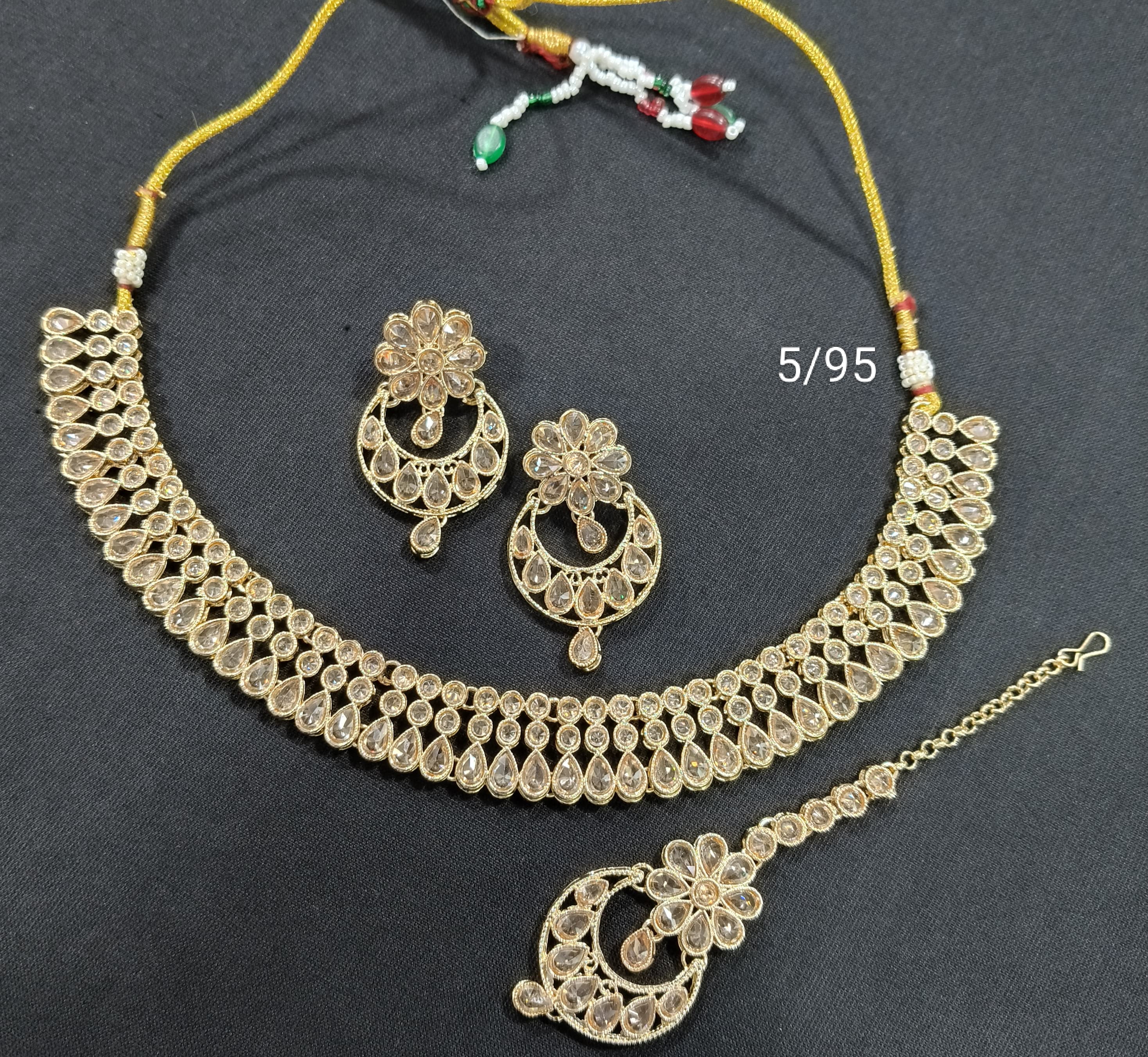 Elegant Gold-Plated Choker Necklace Set – Traditional Design for Ethnic Wear