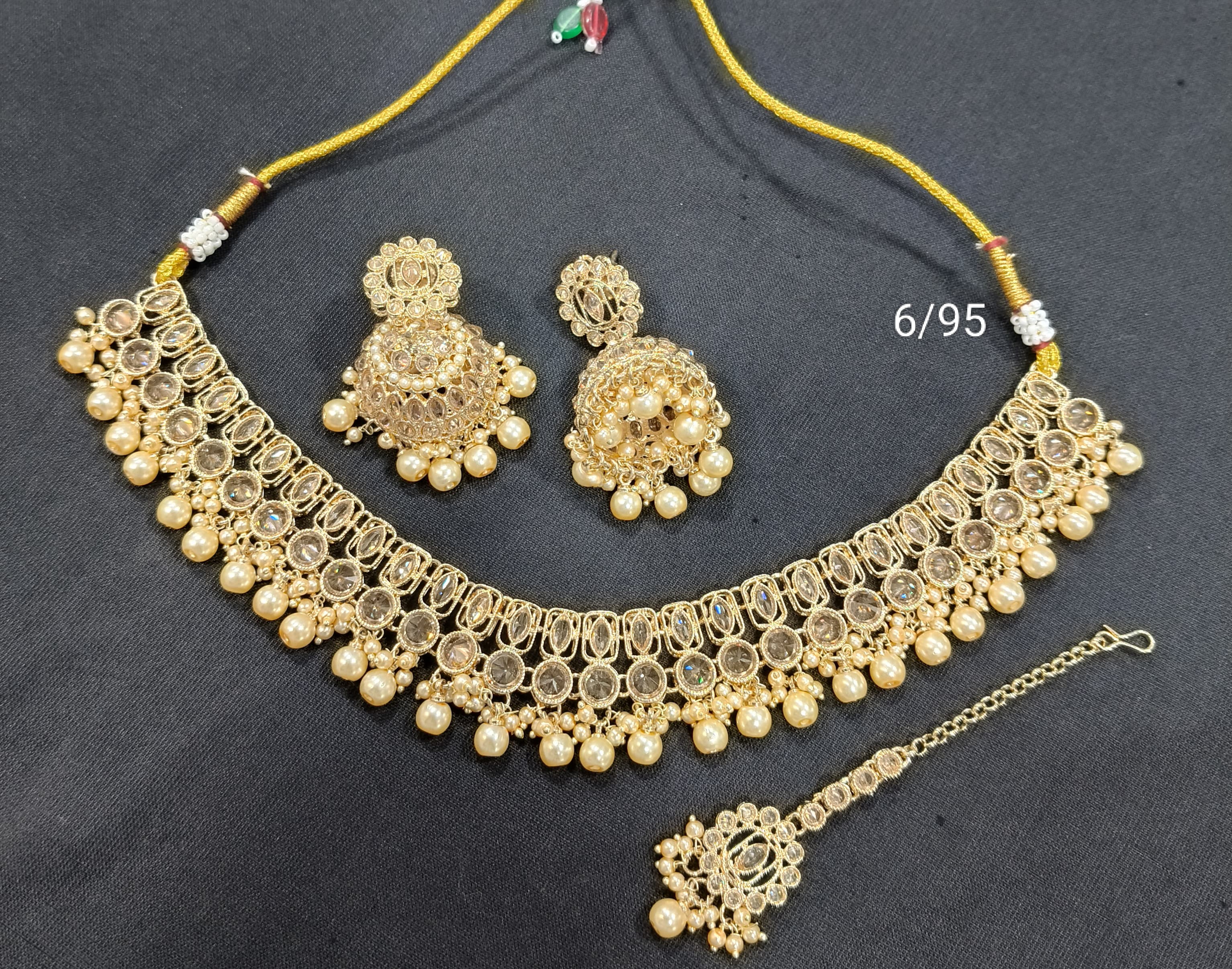 Elegant Gold-Plated Choker Necklace Set – Traditional Design for Ethnic Wear
