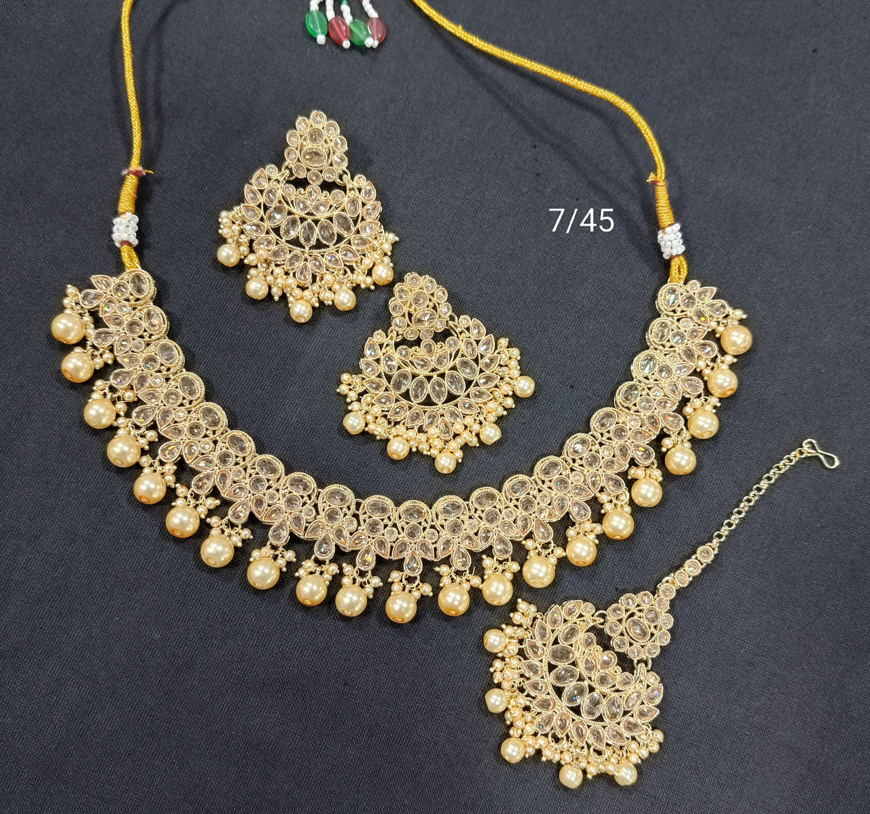 Elegant Gold-Plated Choker Necklace Set – Traditional Design for Ethnic Wear