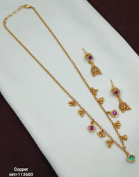Traditional CZ Gold Plated Long Jewellery Set - Lucentemarket