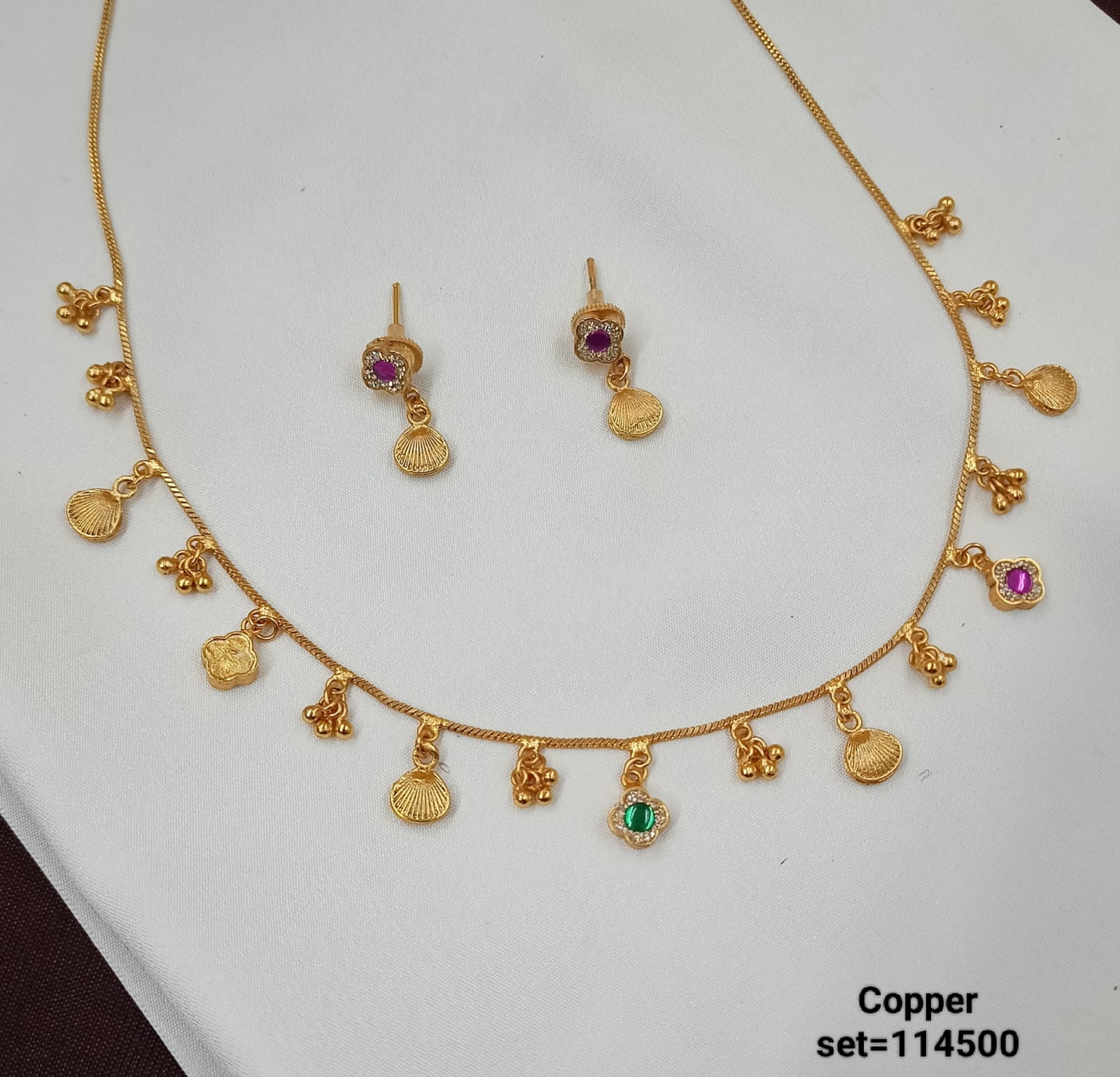 Gold Plated Traditional Choker Necklace Jewellery Set With Earrings