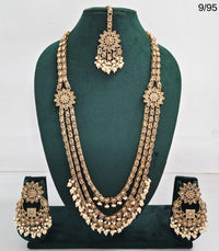 LucenteMarket CZ Bridal Long Necklace Set with Earrings and Maang Tikka