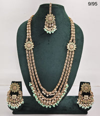 LucenteMarket CZ Bridal Long Necklace Set with Earrings and Maang Tikka