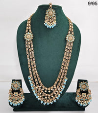 LucenteMarket CZ Bridal Long Necklace Set with Earrings and Maang Tikka