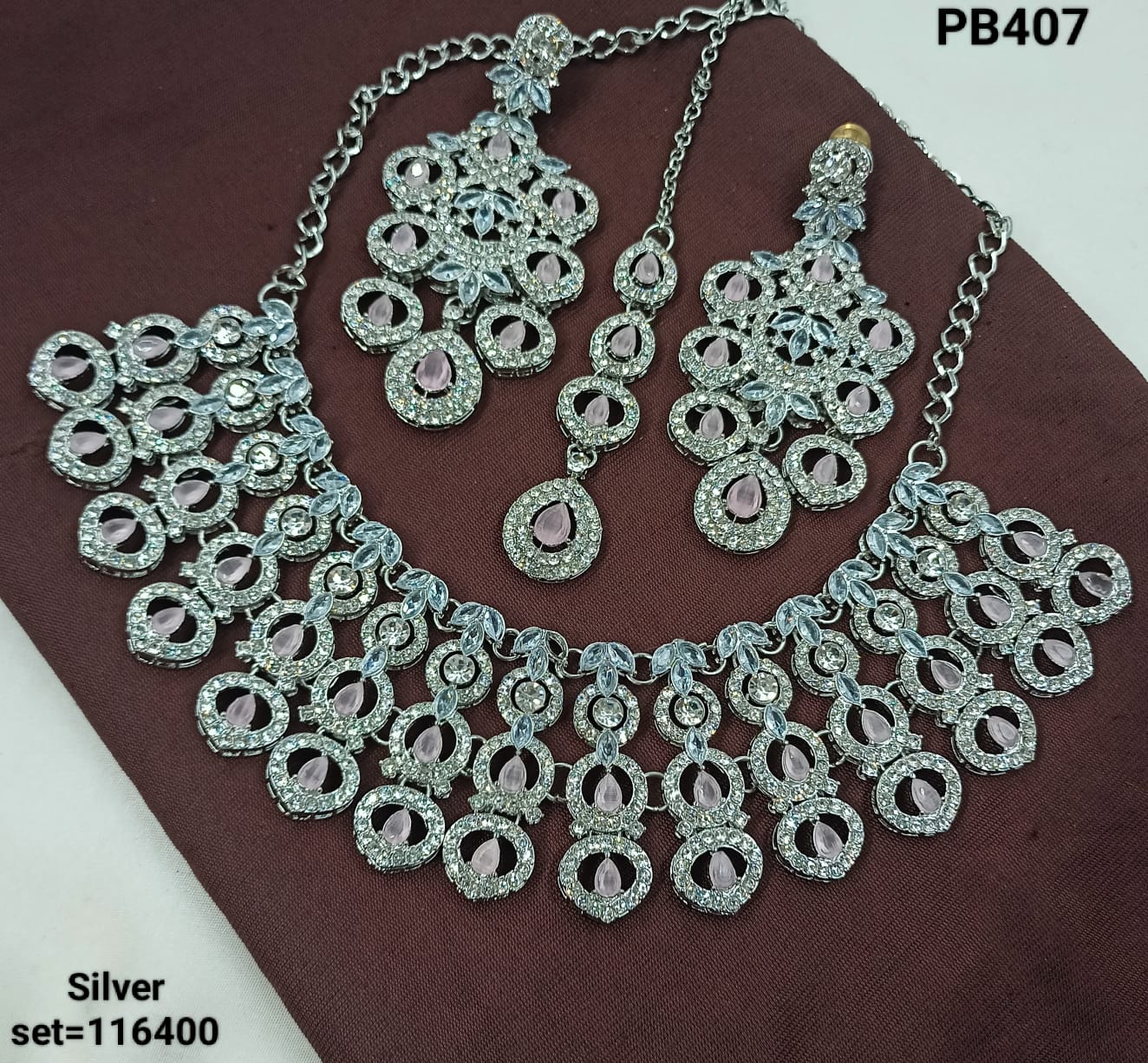 Elegant Silver Bridal Necklace & Earrings Set – Designer Statement Jewelry