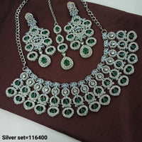 Elegant Silver Bridal Necklace & Earrings Set – Designer Statement Jewelry