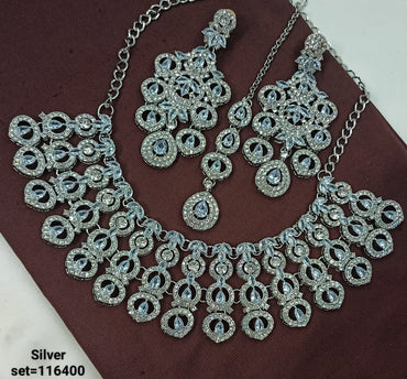 Elegant Silver Bridal Necklace & Earrings Set – Designer Statement Jewelry