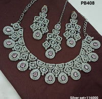 Luxury Silver Necklace & Earrings Set – Bridal & Formal Jewelry