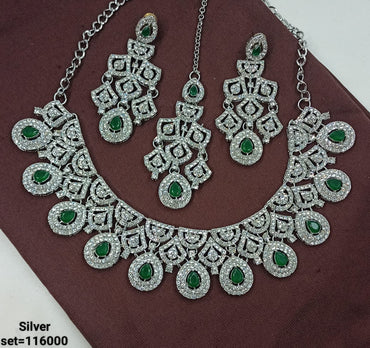 Luxury Silver Necklace & Earrings Set – Bridal & Formal Jewelry