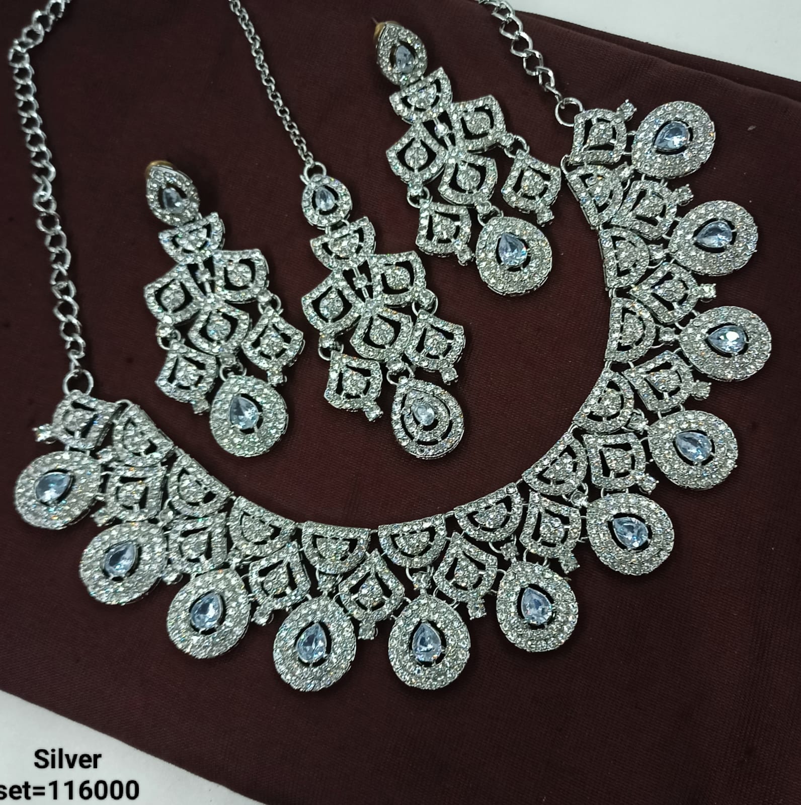 Luxury Silver Necklace & Earrings Set – Bridal & Formal Jewelry