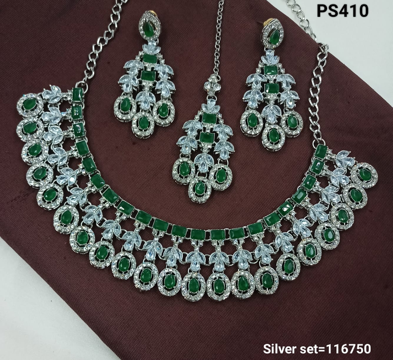 Designer Silver Necklace & Earrings Set – Bridal & Event Jewelry
