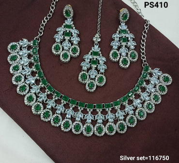 Designer Silver Necklace & Earrings Set – Bridal & Event Jewelry