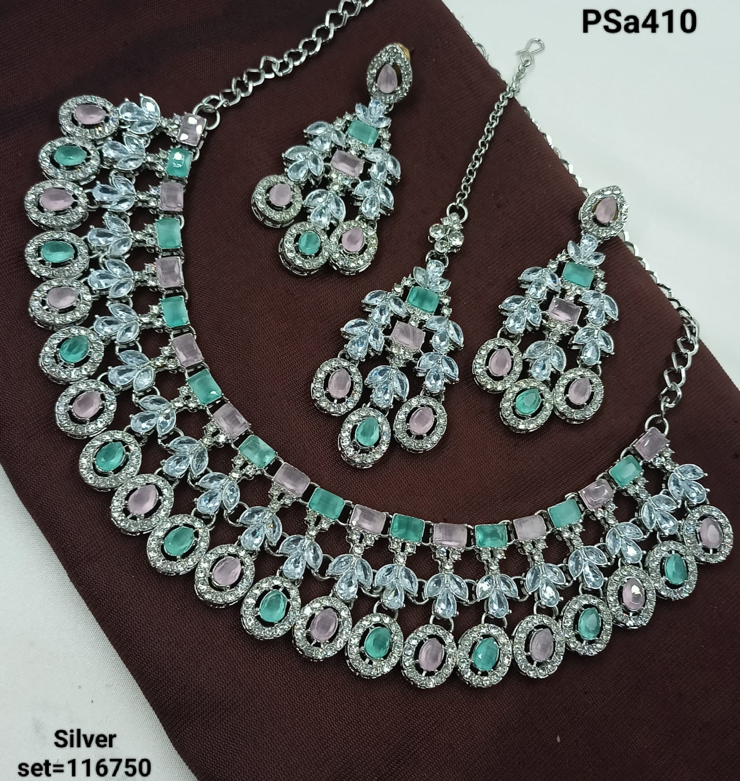 Designer Silver Necklace & Earrings Set – Bridal & Event Jewelry