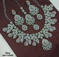 Intricate Silver Necklace & Earrings Set – Bridal & Formal Design