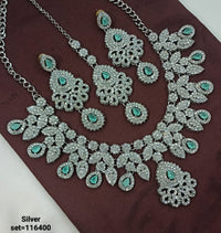 Intricate Silver Necklace & Earrings Set – Bridal & Formal Design