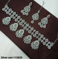 Ornate Silver Necklace & Earrings Set – Bridal & Festive Jewelry