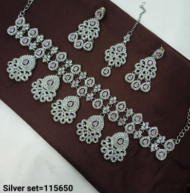 Ornate Silver Necklace & Earrings Set – Bridal & Festive Jewelry
