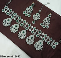 Ornate Silver Necklace & Earrings Set – Bridal & Festive Jewelry