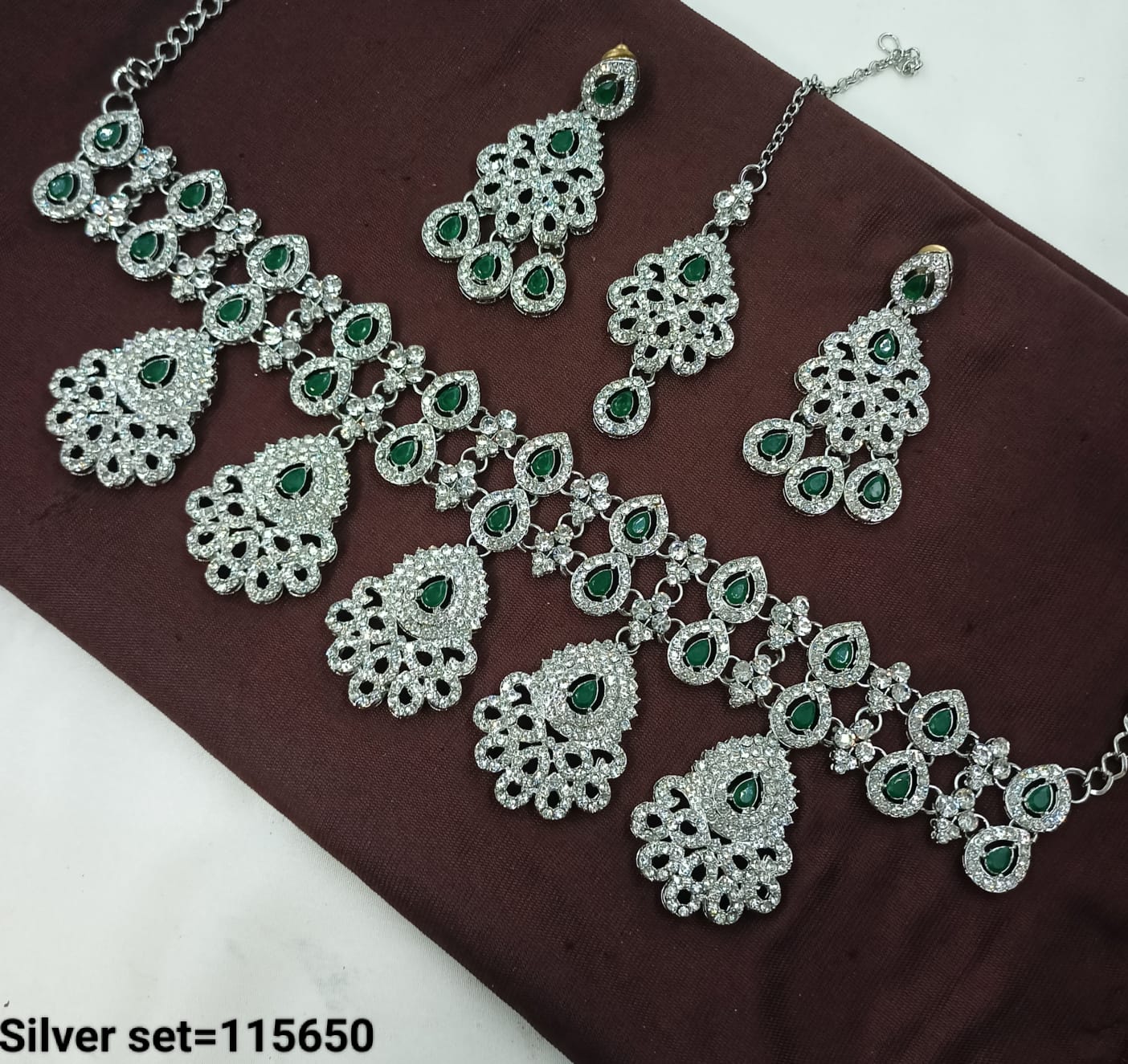 Ornate Silver Necklace & Earrings Set – Bridal & Festive Jewelry