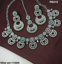 Statement Silver Necklace & Earrings Set – Festive & Bridal Jewelry