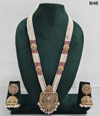 Traditional Pearl Beaded Necklace Set with Earrings