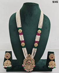 Traditional Pearl Beaded Necklace Set with Earrings