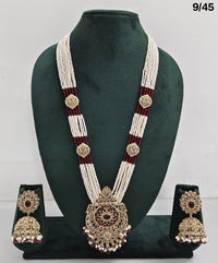 Traditional Pearl Beaded Necklace Set with Earrings