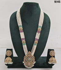 Traditional Pearl Beaded Necklace Set with Earrings