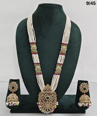 Traditional Pearl Beaded Necklace Set with Earrings